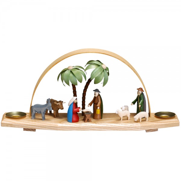 Schwibbogen, Christi Geburt - bunt, klein - Tiere